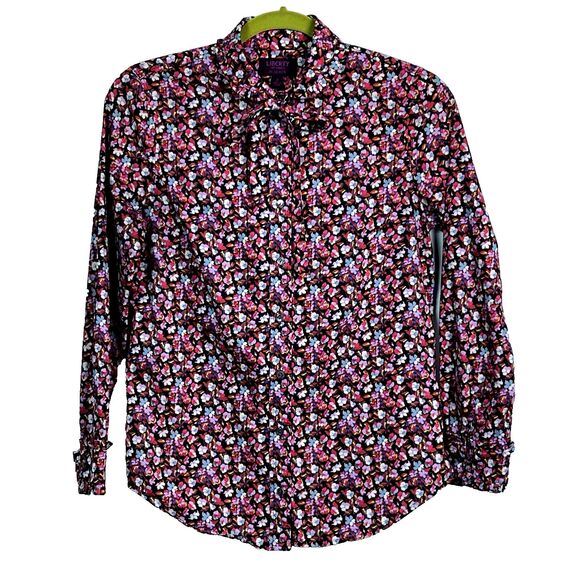 J. Crew Blouse Sarah Floral Liberty Arts Colab Cotton Ruffled Collar Cuffs Sz 2 - Picture 3 of 12